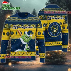 MLB Milwaukee Brewers Grinch Stolen Ugly Christmas Sweater 1