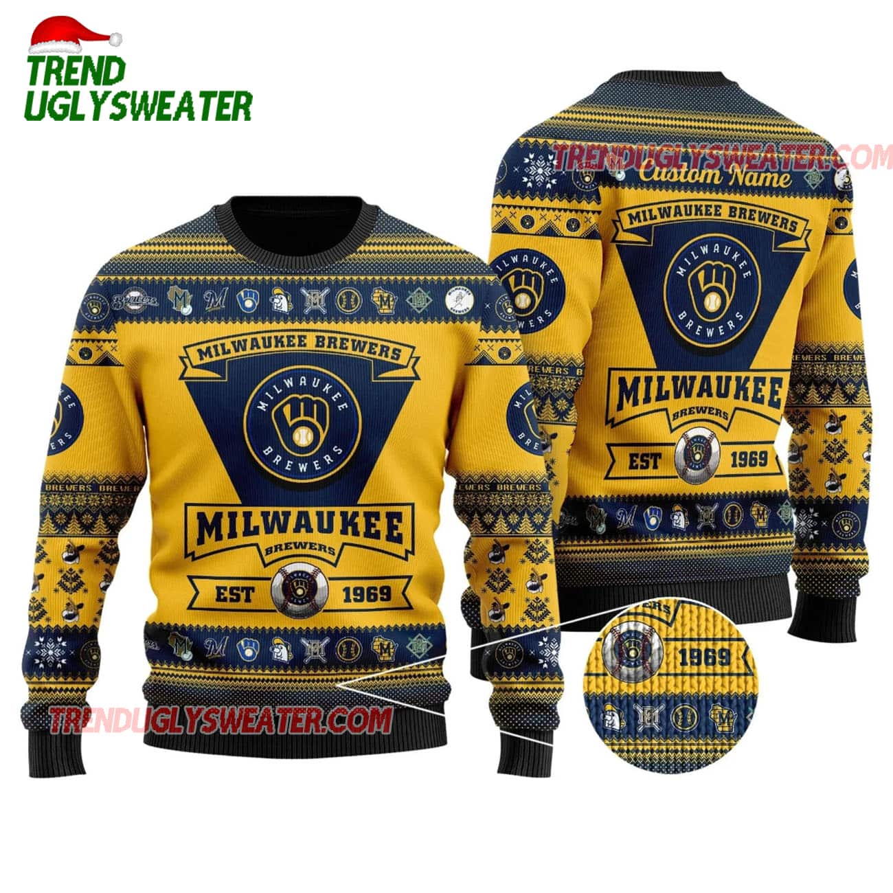 MLB Milwaukee Brewers Logo And Emblem Holiday Ugly Christmas Sweater MLB Milwaukee Brewers Logo And Emblem Holiday Ugly Christmas Sweater