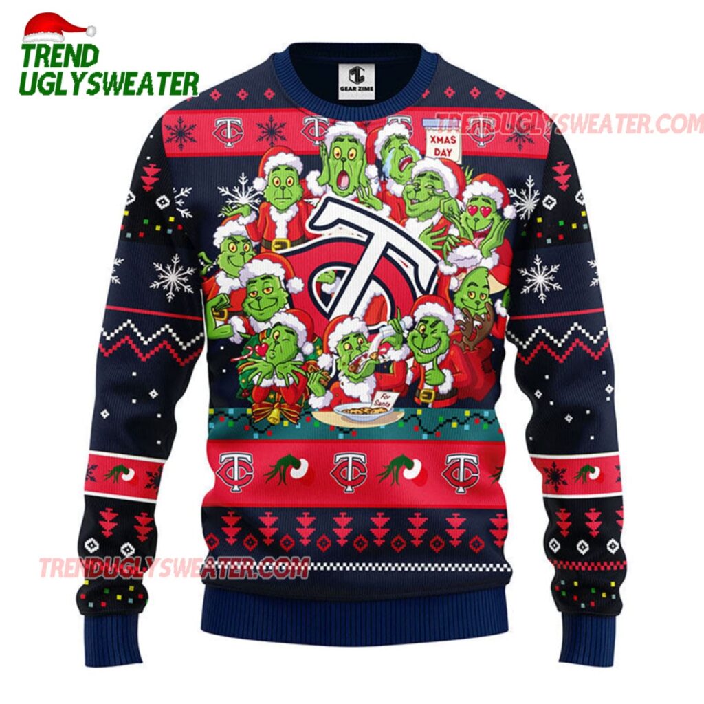 MLB Minnesota Twins 12 Grinch Xmas Day Ugly Christmas Sweater 1