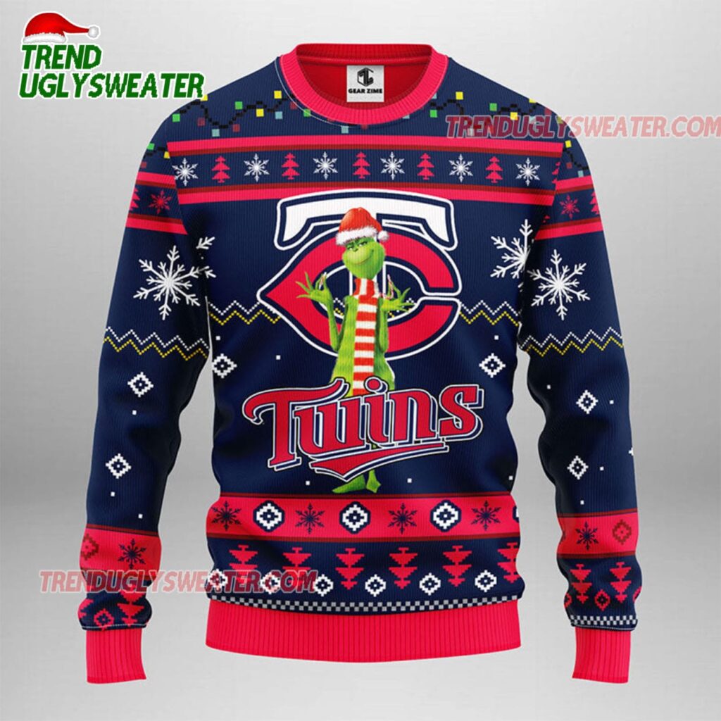 MLB Minnesota Twins Funny Grinch Ugly Christmas Sweater 1