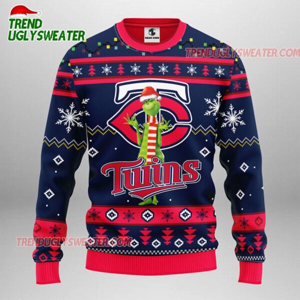 MLB Minnesota Twins Funny Grinch Ugly Christmas Sweater 1