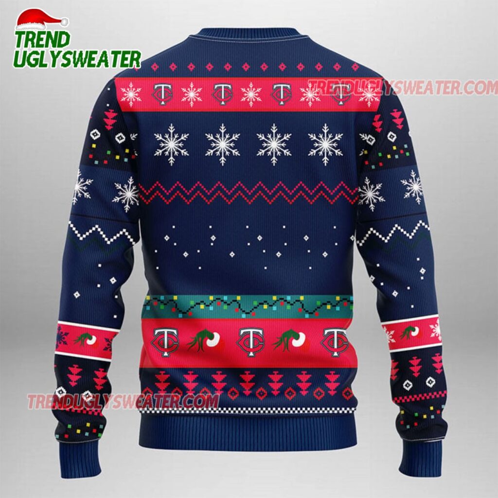 MLB Minnesota Twins Grinch Hand Ugly Christmas Sweater 2