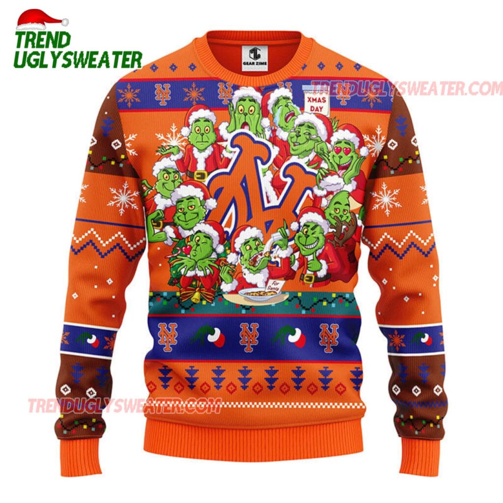 MLB New York Mets 12 Grinch Xmas Day Ugly Christmas Sweater 1