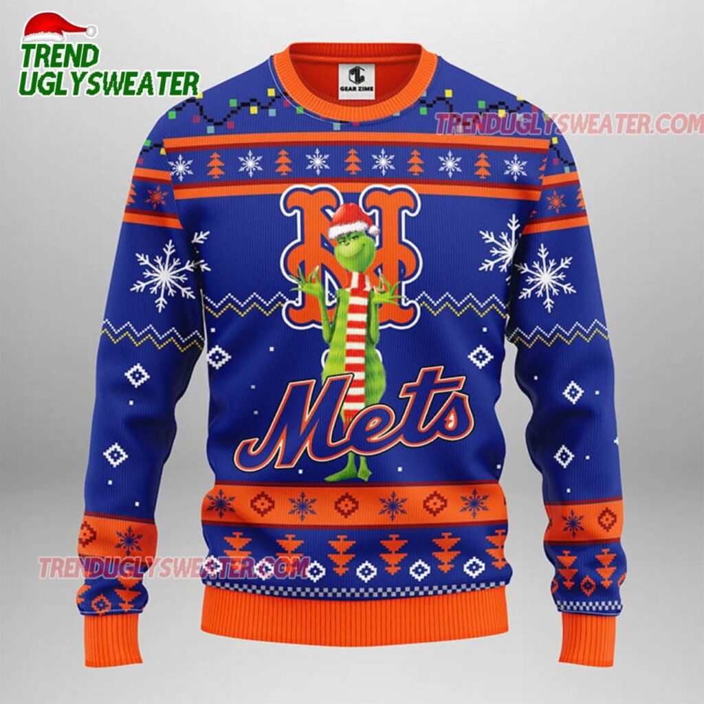MLB New York Mets Funny Grinch Ugly Christmas Sweater 1