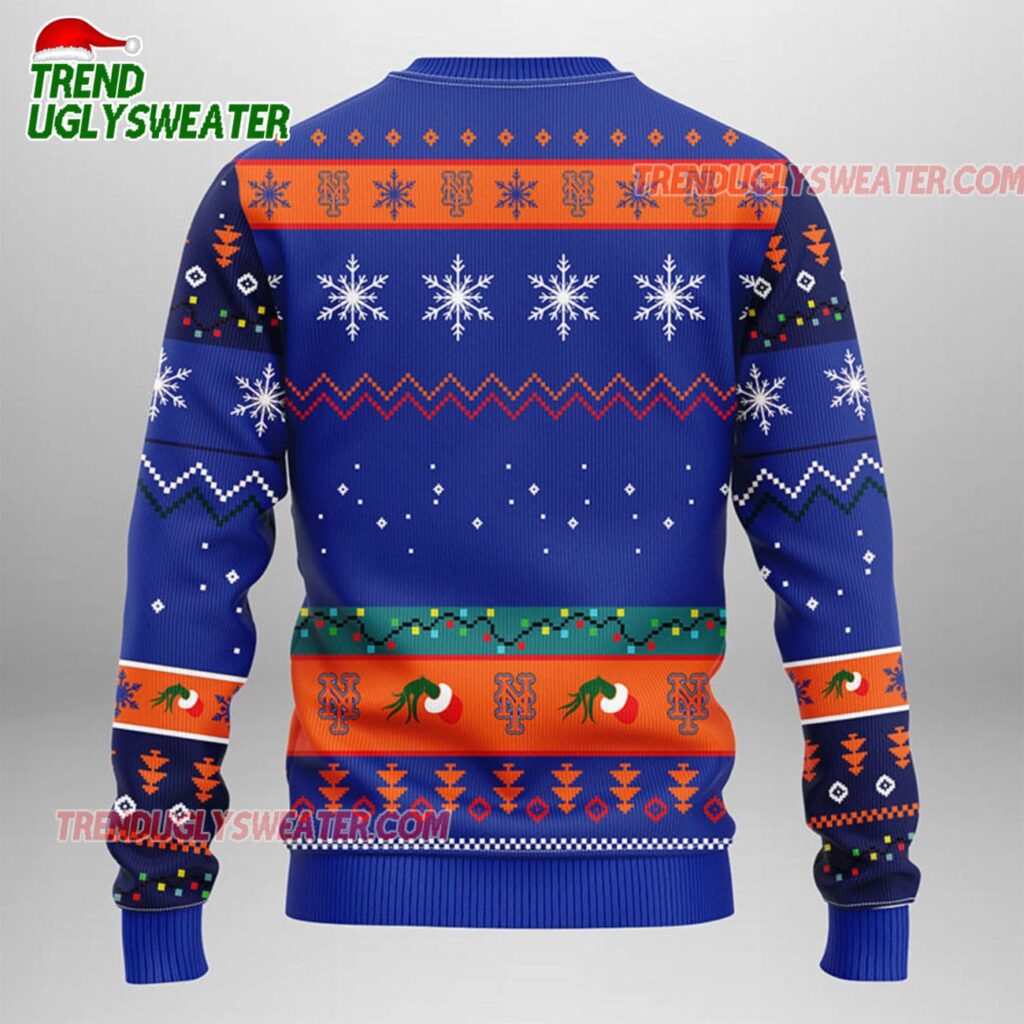 MLB New York Mets Grinch Hand Ugly Christmas Sweater 2