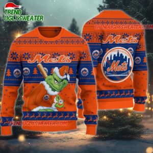 MLB New York Mets Grinch Stolen Ugly Christmas Sweater 1