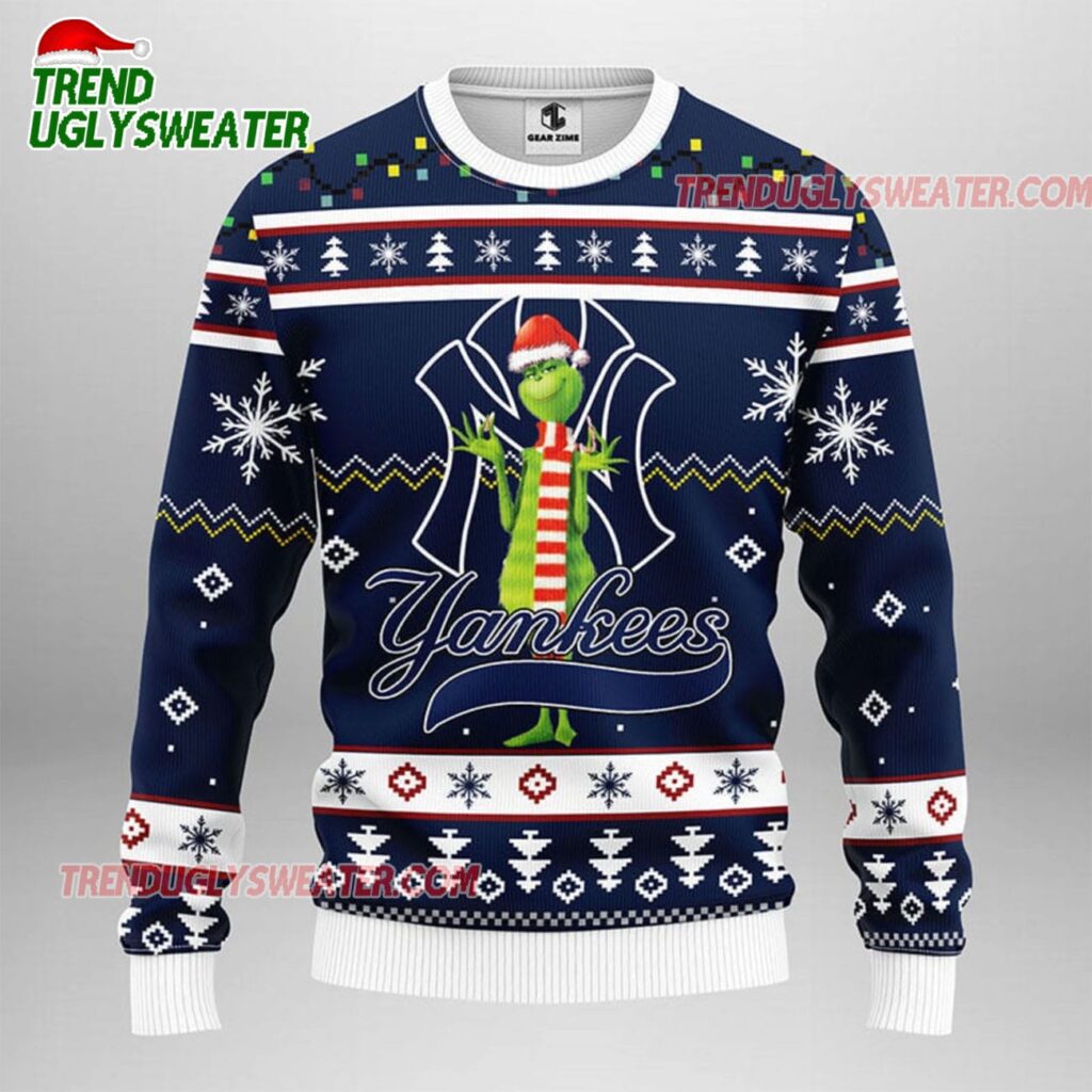 MLB New York Yankees Funny Grinch Ugly Christmas Sweater 1