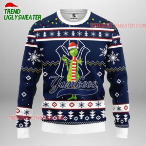MLB New York Yankees Funny Grinch Ugly Christmas Sweater 1