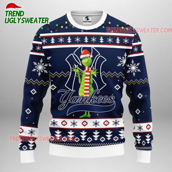 MLB New York Yankees Funny Grinch Ugly Christmas Sweater 1
