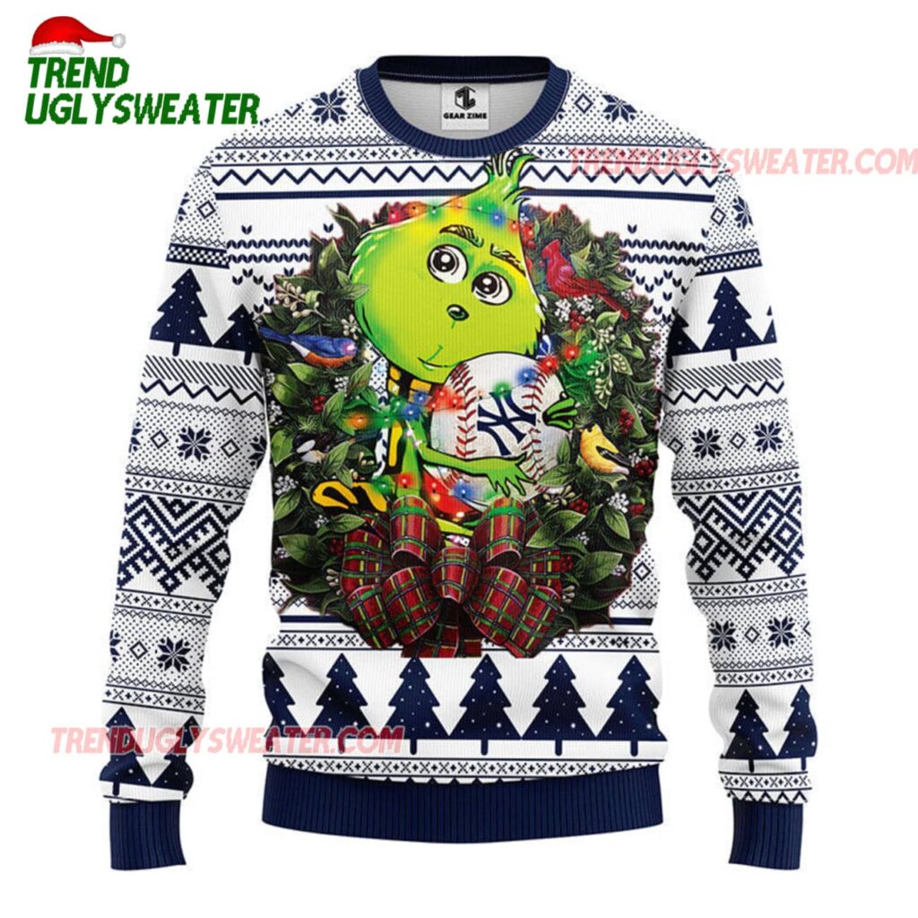 MLB New York Yankees Grinch Hug Ugly Christmas Sweater 1