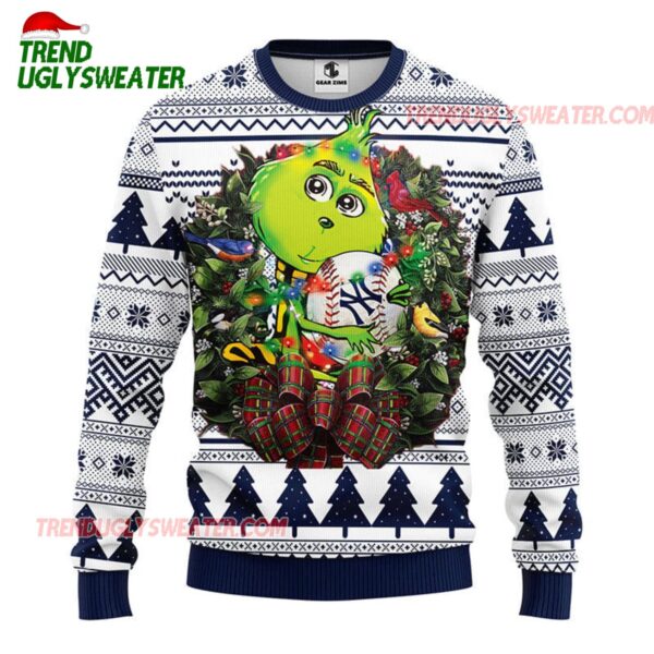 MLB New York Yankees Grinch Hug Ugly Christmas Sweater 1