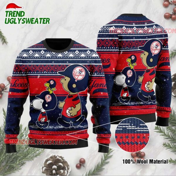 MLB New York Yankees Snoopy Baseball Holiday Ugly Christmas Sweater 1