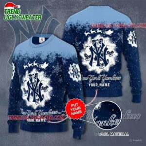 MLB New York Yankees Snow Christmas Custom Ugly Christmas Sweater 1