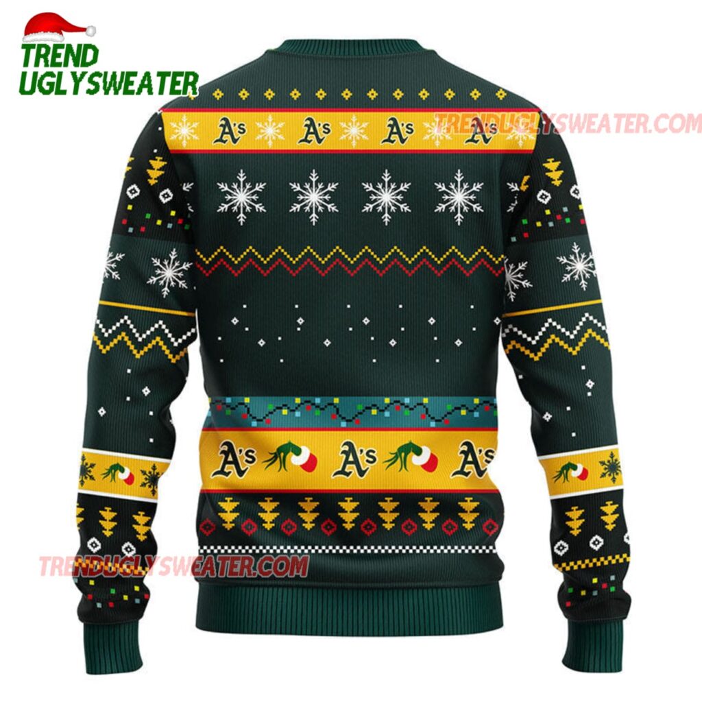 MLB Oakland Athletics 12 Grinch Xmas Day Ugly Christmas Sweater 2