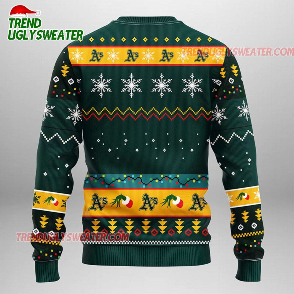 MLB Oakland Athletics Grinch Hand Ugly Christmas Sweater 2