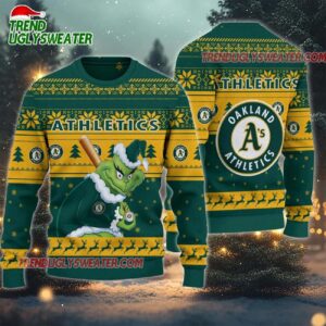 MLB Oakland Athletics Grinch Stolen Ugly Christmas Sweater 1