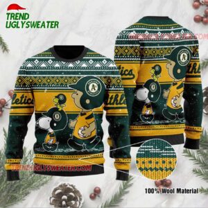 MLB Oakland Athletics Snoopy Holiday Baseball Ugly Christmas Sweater 1