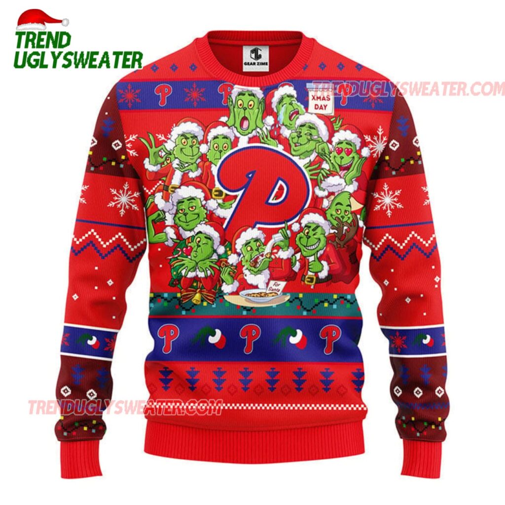 MLB Philadelphia Phillies 12 Grinch Xmas Day Ugly Christmas Sweater 1