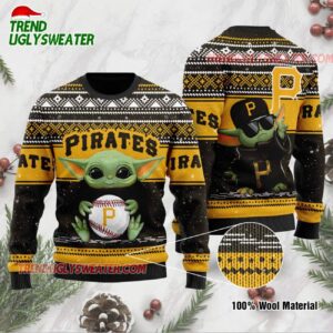MLB Pittsburgh Pirates Baby Yoda Baseball Holiday Ugly Christmas Sweater 1