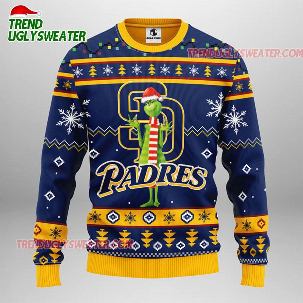 MLB San Diego Padres Funny Grinch Ugly Christmas Sweater 1