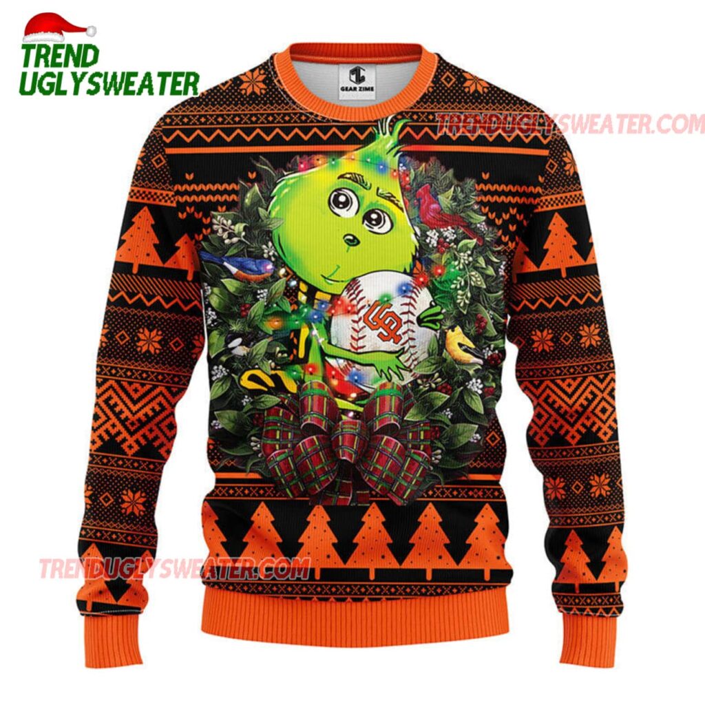 MLB San Francisco Giants Grinch Hug Ugly Christmas Sweater 1