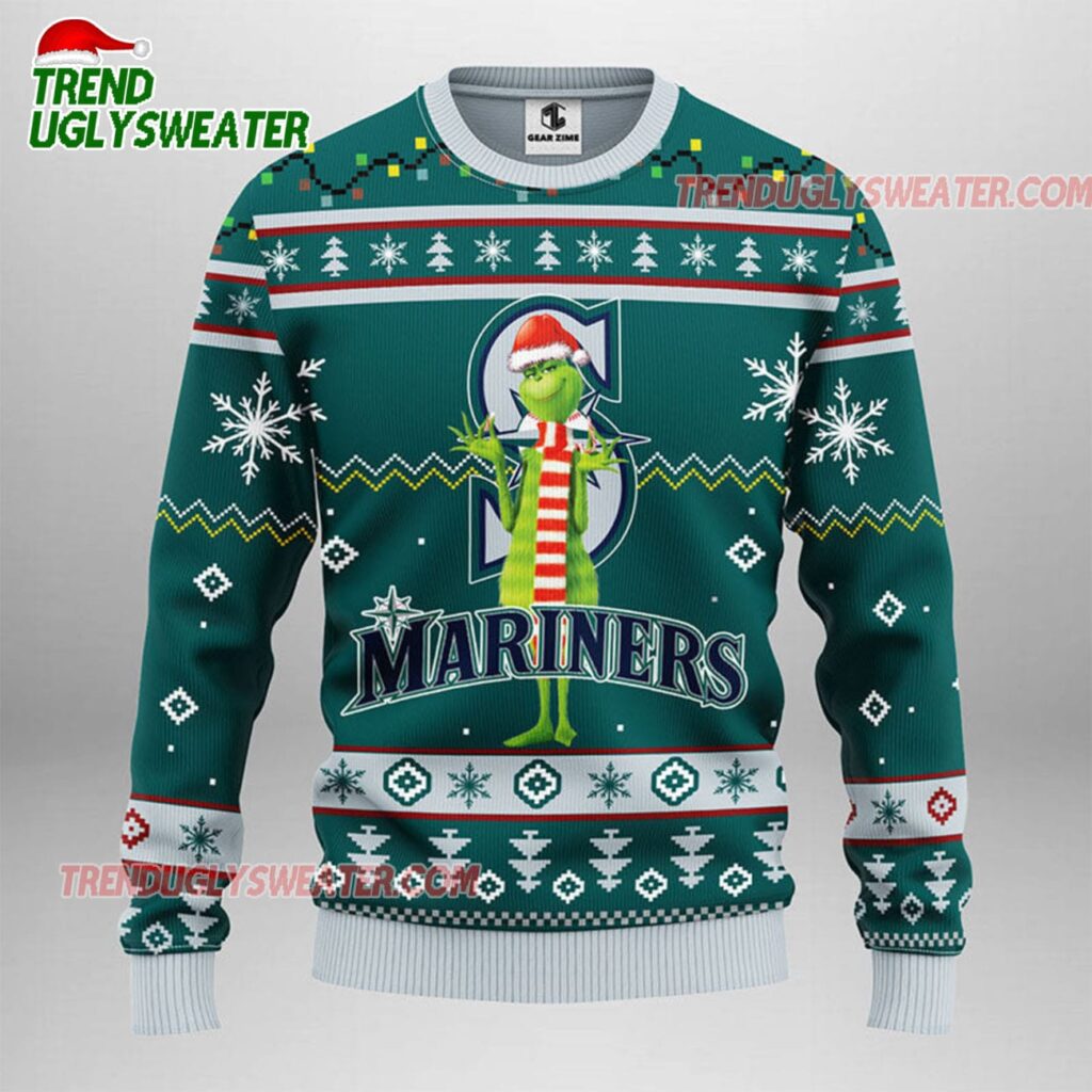 MLB Seattle Mariners Funny Grinch Ugly Christmas Sweater 1