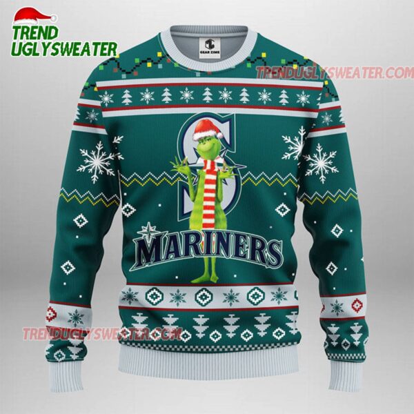 MLB Seattle Mariners Funny Grinch Ugly Christmas Sweater 1