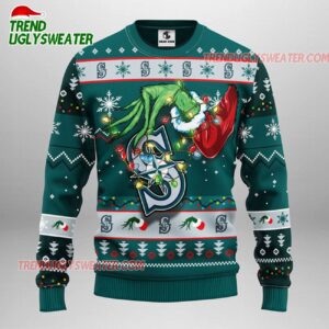 MLB Seattle Mariners Grinch Hand Ugly Christmas Sweater 1