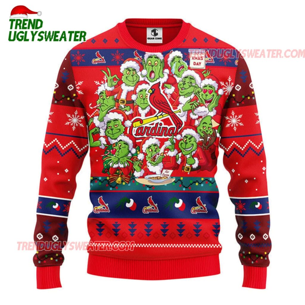 MLB St Louis Cardinals 12 Grinch Xmas Day Ugly Christmas Sweater 1