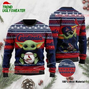 MLB St Louis Cardinals Baby Yoda Baseball Holiday Ugly Christmas Sweater 1