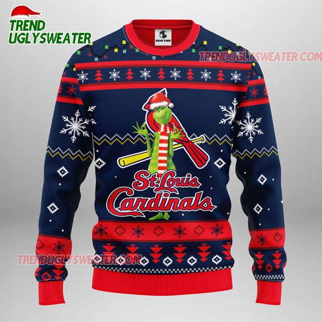 MLB St Louis Cardinals Funny Grinch Ugly Christmas Sweater 1