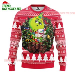 MLB St Louis Cardinals Grinch Hug Ugly Christmas Sweater 1