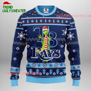 MLB Tampa Bay Rays Funny Grinch Ugly Christmas Sweater 1