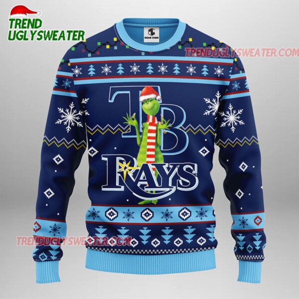 MLB Tampa Bay Rays Funny Grinch Ugly Christmas Sweater 1
