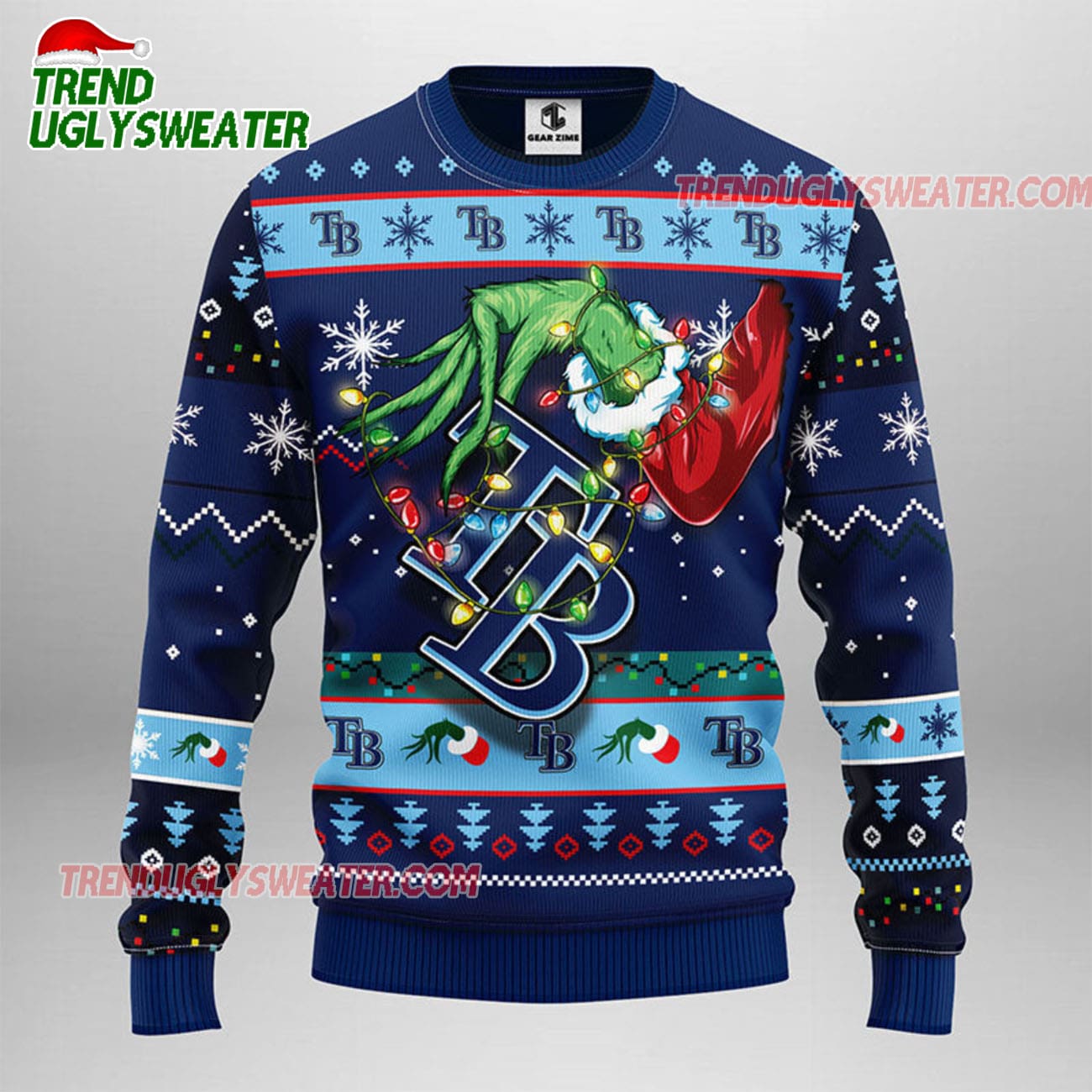MLB Tampa Bay Rays Grinch Hand Ugly Christmas Sweater MLB Tampa Bay Rays Grinch Hand Ugly Christmas Sweater