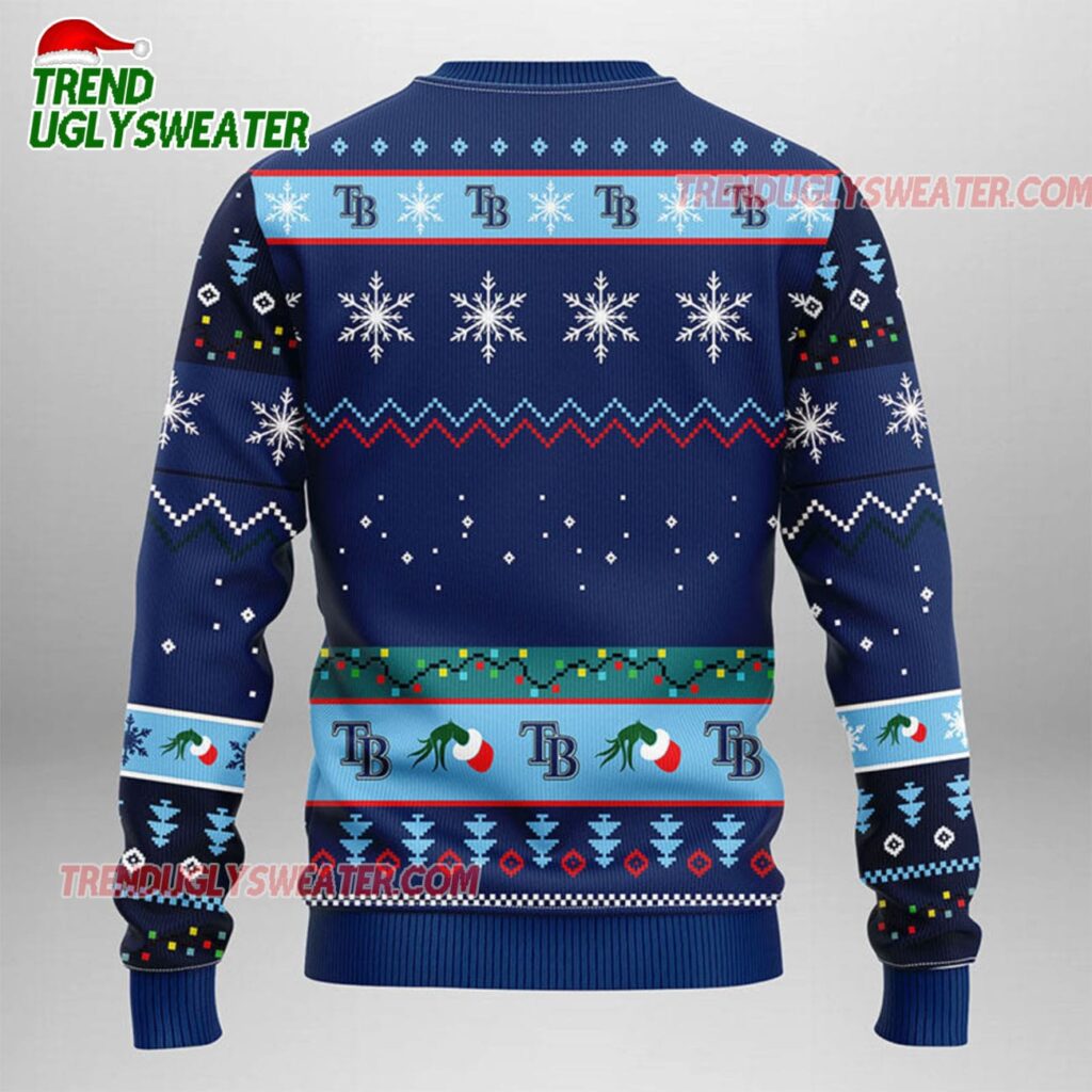 MLB Tampa Bay Rays Grinch Hand Ugly Christmas Sweater 1 MLB Tampa Bay Rays Grinch Hand Ugly Christmas Sweater 2