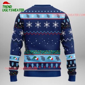 MLB Tampa Bay Rays Grinch Hand Ugly Christmas Sweater 2