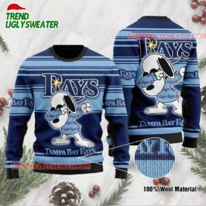 MLB Tampa Bay Rays Snoopy Holiday Fun Ugly Christmas Sweater 1