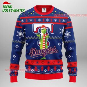 MLB Texas Rangers Funny Grinch Ugly Christmas Sweater 1