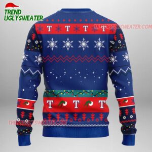 MLB Texas Rangers Grinch Hand Ugly Christmas Sweater 2