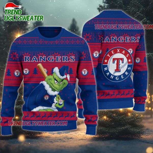 MLB Texas Rangers Grinch Stolen Ugly Christmas Sweater 1
