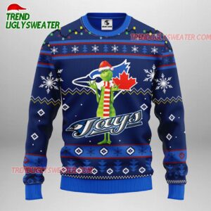 MLB Toronto Blue Jays Funny Grinch Ugly Christmas Sweater 1