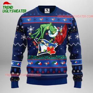 MLB Toronto Blue Jays Grinch Hand Ugly Christmas Sweater 1