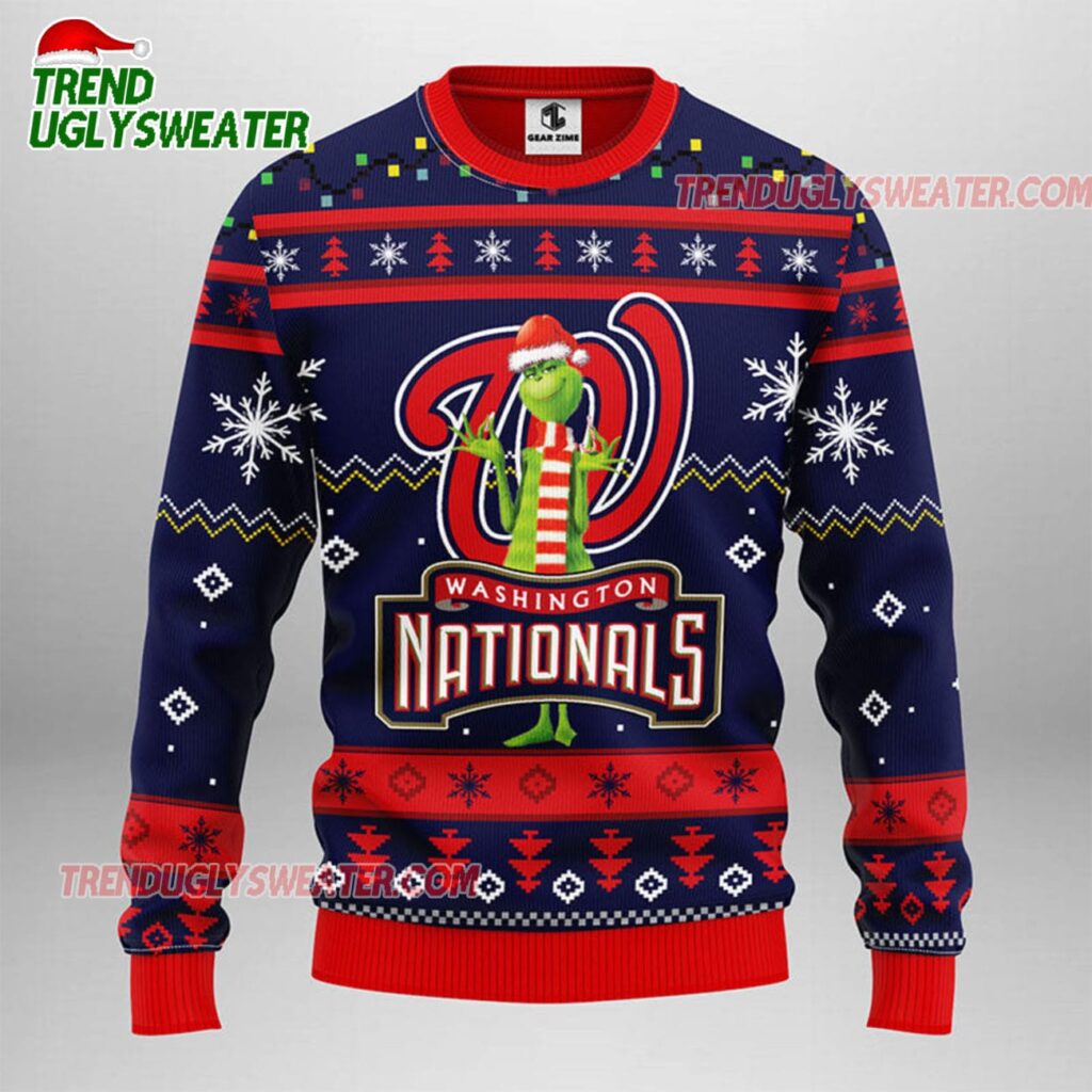 MLB Washington Nationals Funny Grinch Ugly Christmas Sweater 1