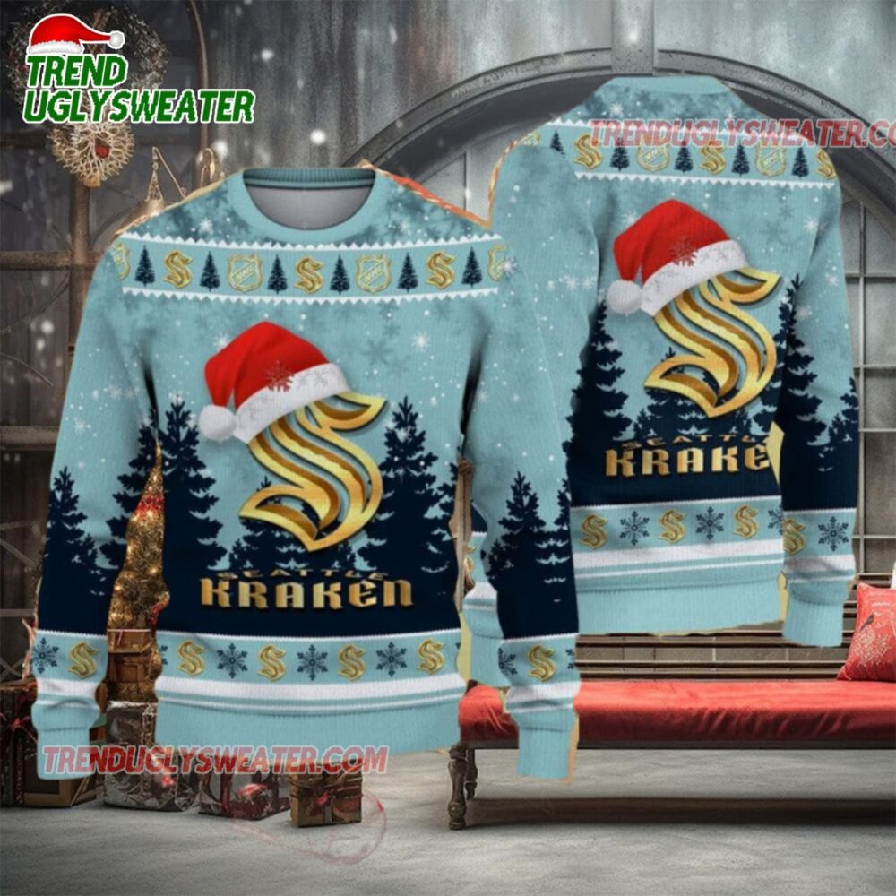 NHL Seattle Kraken Holiday Snowfall Ugly Christmas Sweater 1