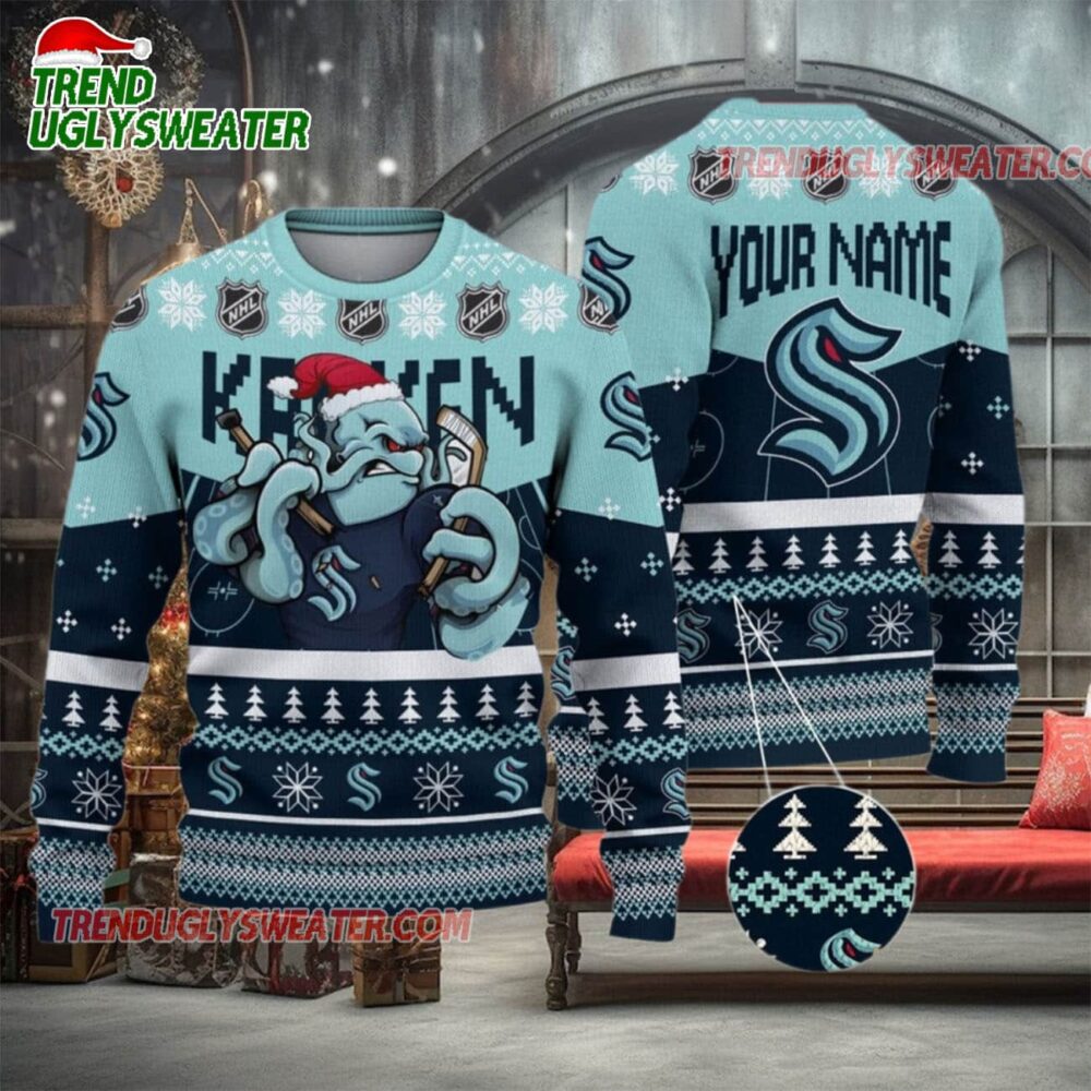 NHL Seattle Kraken Santas Icebreaker Ugly Christmas Sweater 1