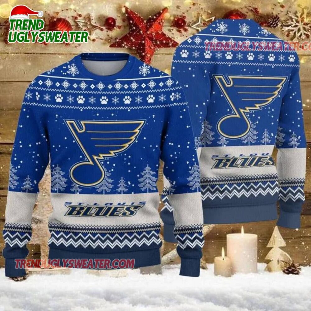 NHL St Louis Blues Big Logo Ugly Christmas Sweater 1