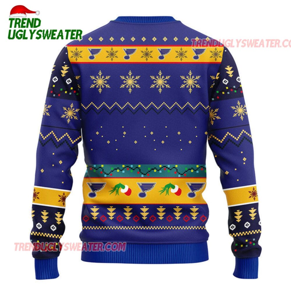 NHL St Louis Blues Grinch Hand Ugly Christmas Sweater 2