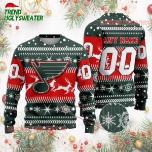 NHL St Louis Blues Personalized Name Number Ugly Christmas Sweater