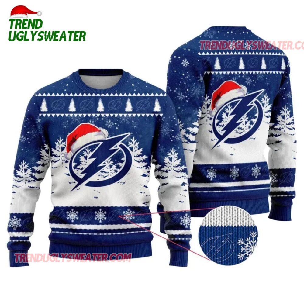 NHL Tampa Bay Lightning Santa Hat Ugly Christmas Sweater 1